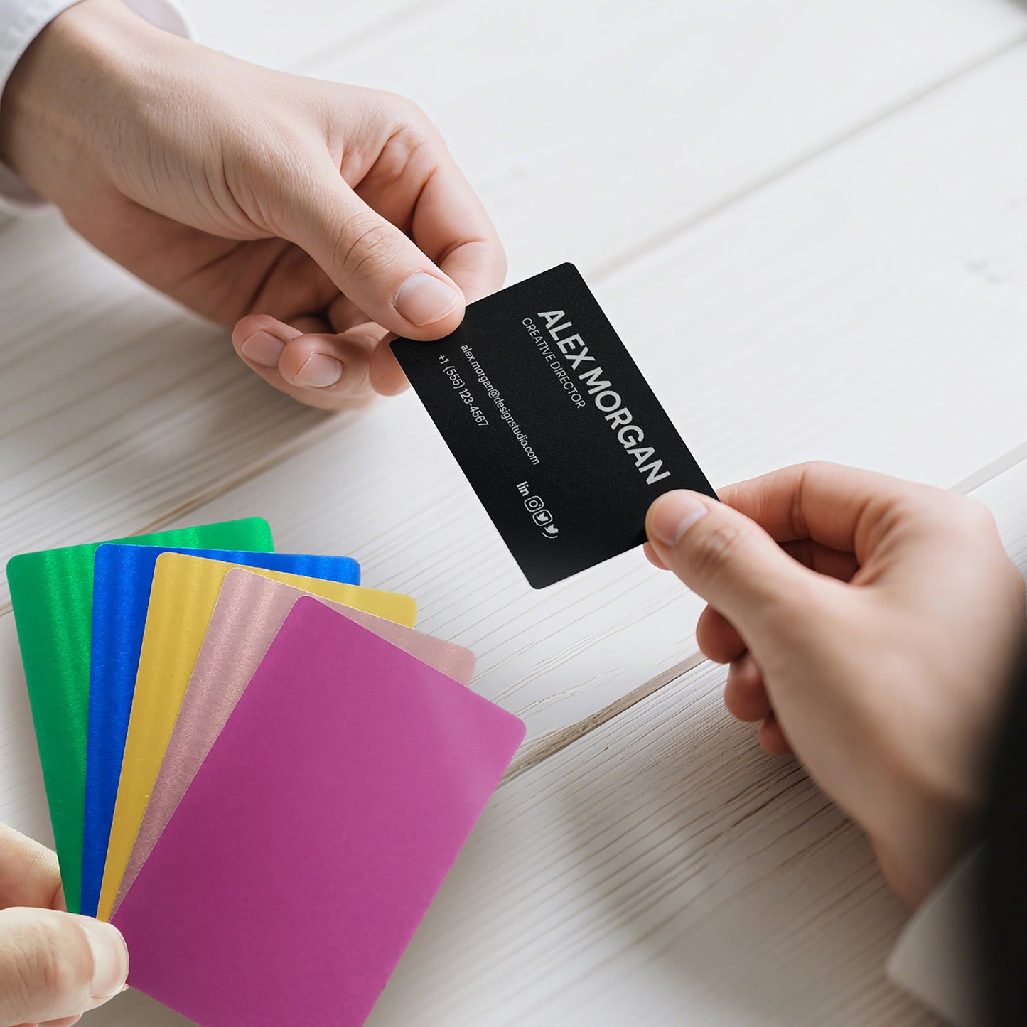 Aluminum metal business cards